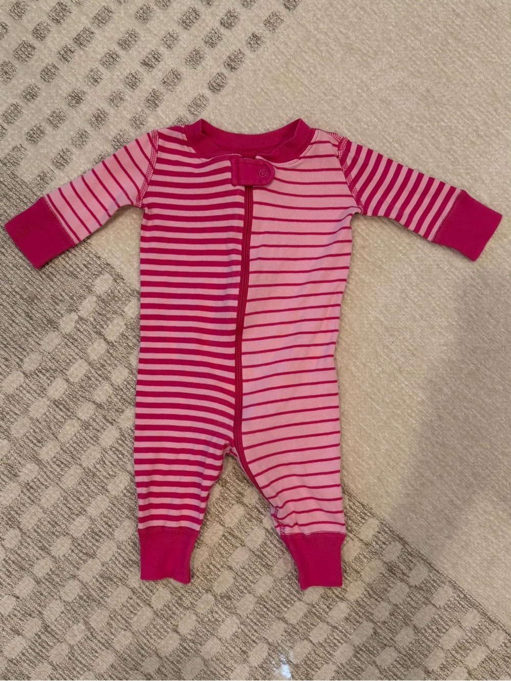 Hanna Andersson Zip Up Romper, Pink Stripes, 0-3 months
